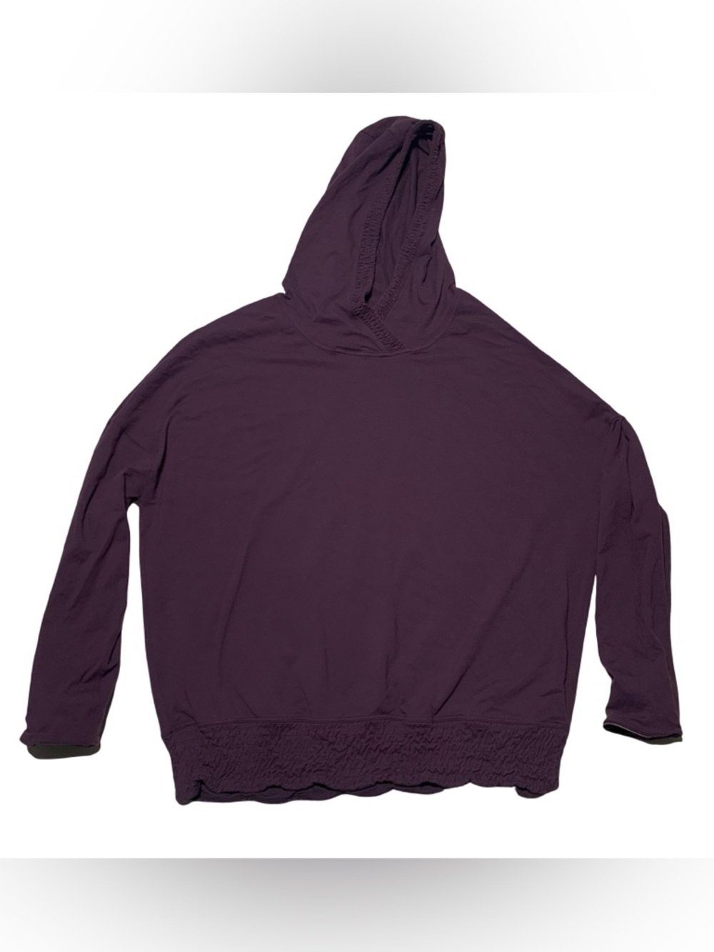 Lululemon Hoodie Pullover Sweater Women's Burgundy Plum Smocked Trim Size 12